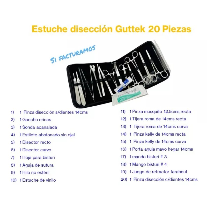 Guttek Estuche De Disección Kit De 20 Piezas Guttek 11-121