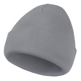 American Trends Men Women Beanie Hat Knit Cuffed Winter Hats Warm Soft Cute Plain Skull Beanie Hats for Outdoor Grey One Size