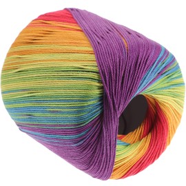 Healifty 133M Crochet Yarn Knitting Yarn Soft Cotton Yarn Color Gradient Hand Knitting Supplies for Sweater Scarf Hat Shawl Blanket Rainbow