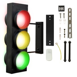 Signaworks Decorative LED Traffic Light Two-Sided Wall Mount Lamp with Switch & Remote Control for Kids Room, Man Cave, Bar, Office, Garage, Fun Room, Pub, Retro Industrial (Requires Wiring into Wall)