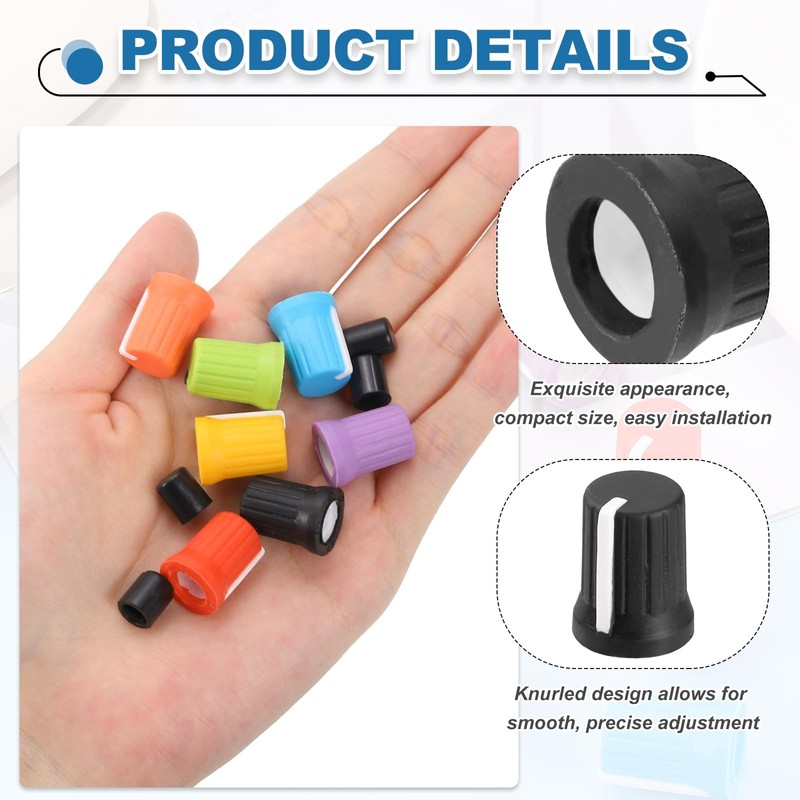 sourcing map 10pcs Potentiometer Knobs,D-Shaft Replacement Rubber Potentiometer Control Knob