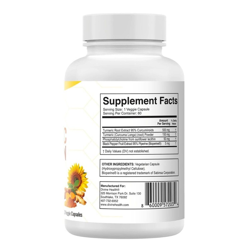 Dr. Colbert's High Potency Turmeric with Bioperine 60 Capsules 500MG