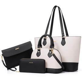4PCS Women Fashion Handbags Purses Wallet Shoulder Bags Casual Tote Bag Crossbody Bags, Handbag Set Gift for Ladies Girls