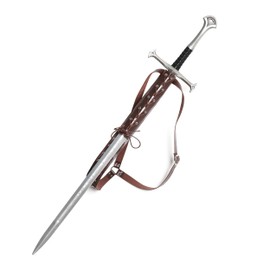 HZMAN Medieval Renaissance Leather Sword Frog LARP Costume Accessory Shoulder Strap, Longsword not Included (Brown)