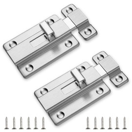 QZKJQDD Door Bolt Sliding Lock Bolt Lock Stainless Steel Latch Door Bolt Stainless Steel Door Lock with Screws for Garden Gate Bathroom Shed Toilet Snap Latch (Pack of 2)
