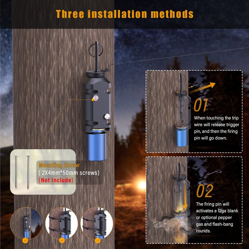 Trip Alarm, Perimeter Trip Alarm, 12 Gauge Camping Trip Wire