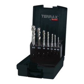 Terrax by Ruko machine tap set M DIN 371, 376, form C, 35° RSP, HSS, in plastic case