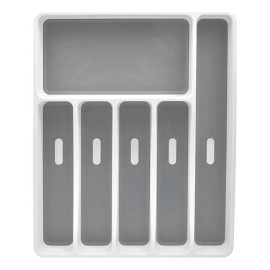 Organizador Para Cubiertos 6 Compartimentos De Plástico Color Gris