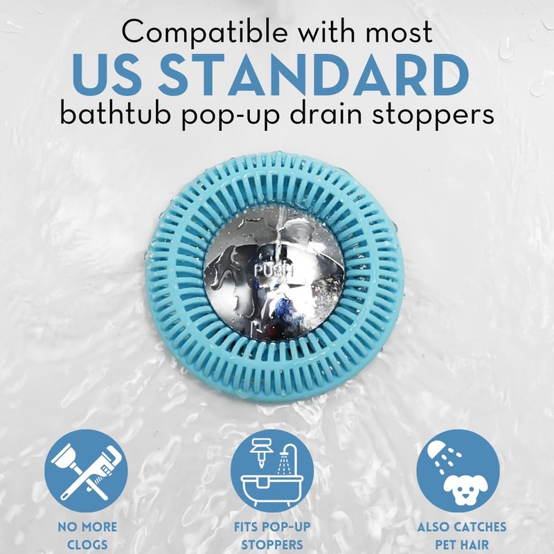 TUBRING The Ultimate Tub Drain Protector Hair Catcher/Strainer/Snare (Aqua)