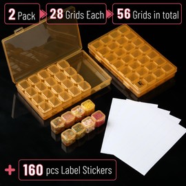 Mr. Pen- Bead Storage Containers, 28 Grids, 2 Pack, Transparent Orange Small Bead Organizer Box