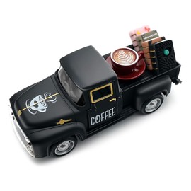 Coffee Decor for Coffee Bar Vintage Truck Decor with Books and Coffee Signs for Coffee Station Farmhouse Kitchen Decor Coffee Bar Accessories Tiered Tray Decor Coffee Table Centerpiece for Home, Black