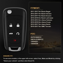 Key Fob Shell Case for Chevy for Camaro for Cruze for Equinox for Impala for Malibu for GMC for Terrain 2010-2017 OHT01060512 5461A-01060512 13500221 13500226-1Pcs