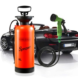 CLICIC 2 Gallon Pressure Sprayer with 7 Spray Modes, Camping Shower with Removable Hose and Shower Head for Camping Outdoor Traveling Hiking and Pet Bath, 8L