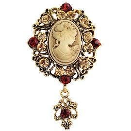 lureme Vintage Elegant Victorian Lady Beauty Cameo with Crystal Brooch Pin (br000017) (Style Q)