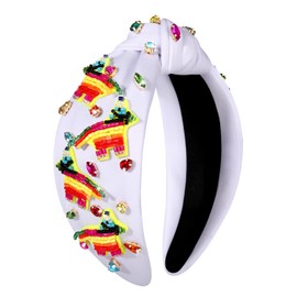 MOLOCH Fiesta Headband for Women - Sombrero, Cactus Crystal Knotted, Mexican Jeweled Top Knot Hair Accessory for Party Decorations and Gifts