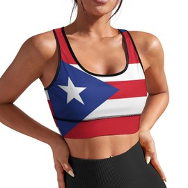 Muishi Puerto Rico Flag Sports Bras for Women with Removable Pads Yoga Crop Tank Tops Fitness Exercise Workout Running Top S