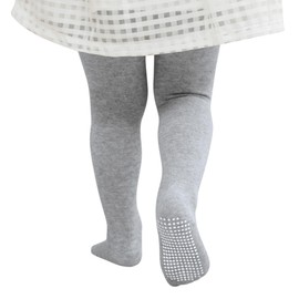 PONCEAU Baby tights with Non Slip Grips for Newborn baby Socks Infant Leggings Ultra Soft Stockings Gray 6-12 Months