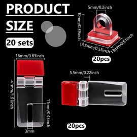 BENECREAT 20 Sets Self-Adhesive Latch Buckles, Transparent Acrylic Cabinet Hinges, Folding Hinge Kit for Aquarium Lid and Furniture Display Stand, 1.6x0.6x0.2 inches