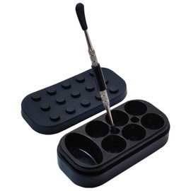 Vegcorn 34ml Silicone Wax Concentrate Container Multi-compartment 6+1 Non-stick Jar with Carving Tool (Black)