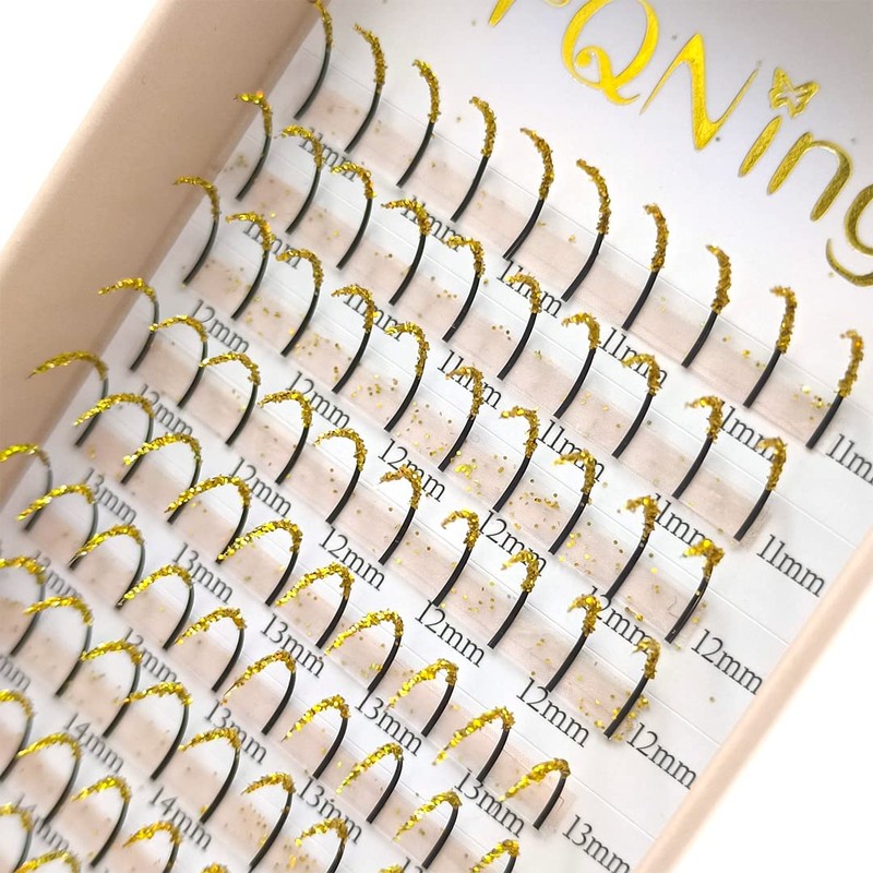 Glitter Lashes Extensions Golden Colored Spike Eyelash Extension Colorful Lash