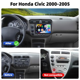 UNITOPSCI 2G+64G Android 13 Car Stereo for Honda Civic 2000-2005 Wireless Apple CarPlay Android Auto 9 Inch HD Touch Screen GPS Navigation Bluetooth Mirror Link WiFi FM/RDS SWC+ Bakup Camera Mic