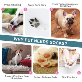 ROZKITCH 3 Pairs Anti-Slip Dog Socks with Adjustable Straps for Indoor Hardwood Floor - Extra-Thick Grip for Better Traction Control, Dog Paw Protector to Prevent Licking Paws Scratching Pink M