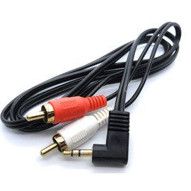 DRUT 1m 3.5mm to RCA Jack Right Angled AUX Stereo Audio Cable Gold Plated Connectors 3.3ft