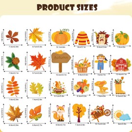 Pack of 91 Autumn Decorations Fall Window Clings Thanksgiving Window Stickers for Glass Autumn Window Stickers Decorations Autumn Decoration for Home Office Classroom
