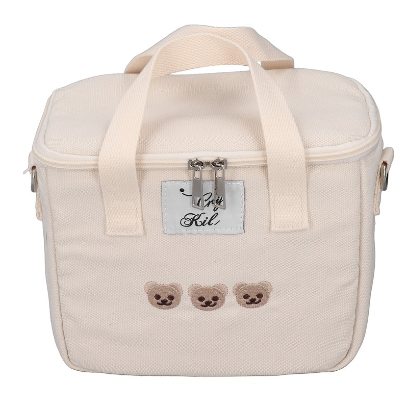 Insulated Lunch Bag Embroidered Bear Waterproof Leakproof Adjustable Straps Lunch
