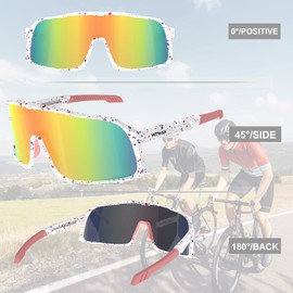 HITWAY Polarized Cycling Glasses with 4 Interchangeable Lenses UV400 Protection Sports Glasses for Men Women Cycling Glasses Sports Sunglasses Cycling Driving Running Baseball