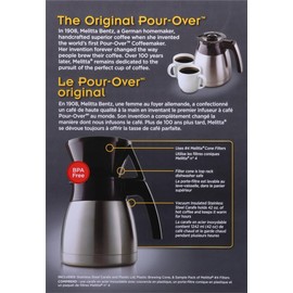 Melitta Pour-Over Coffee Brewer & Stainless Steel Carafe Set with Coffee Filters, 42 Ounce Set