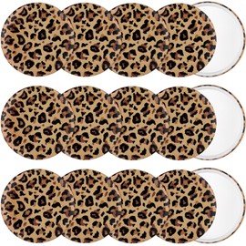 BrightRow 36 Pcs Leopard Print Small Compact Mirrors Bulk 2.76 Inch Mini Pocket Mirrors for Women Purse Round Travel Makeup Glass Gift for Wedding Guest Bridal Shower Birthday Party Favor