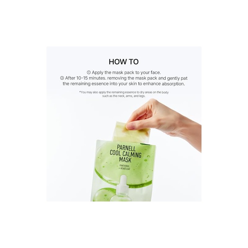 Parnell Mascarilla Calmante Refrescante Panthenol Heartleaf 10 Unidades, Cuidado de