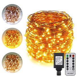 ErChen Dual-Color LED String Lights, 165 FT 500 LEDs Plug in Copper Wire 8 Modes Dimmable Fairy Lights with Remote Timer for Indoor Outdoor Christmas (Warm White/White)