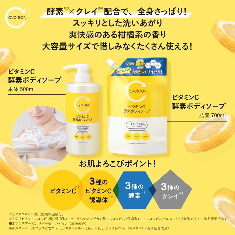Kumano Oil & Fat Cyclear Vitamin C Enzyme Body Soap,