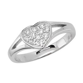EDS Jewels Pretty 925 Sterling Silver Baby Heart Ring with Cubic Zirconia/CZ WJS22149RSJ
