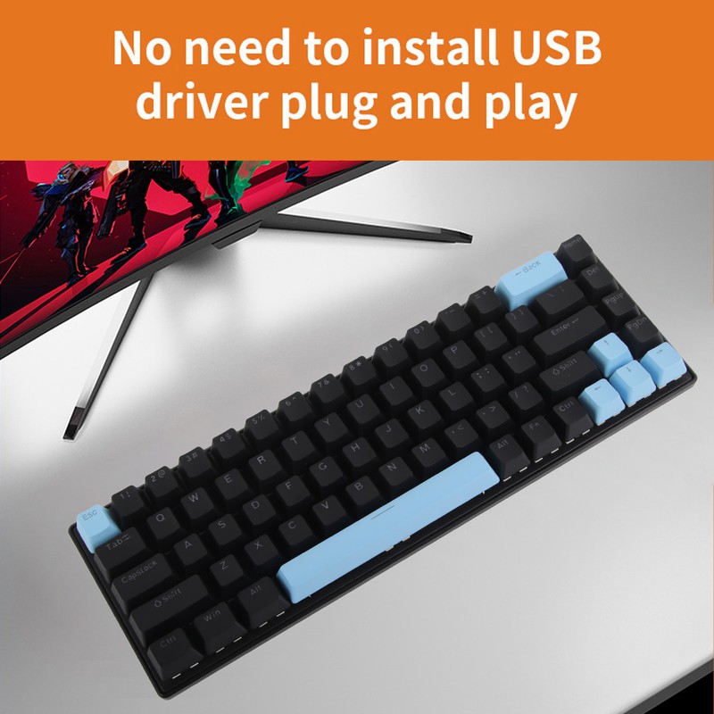 Mechanical Keyboard 68 Keys RGB Backlight Compact Wired Keyboard with