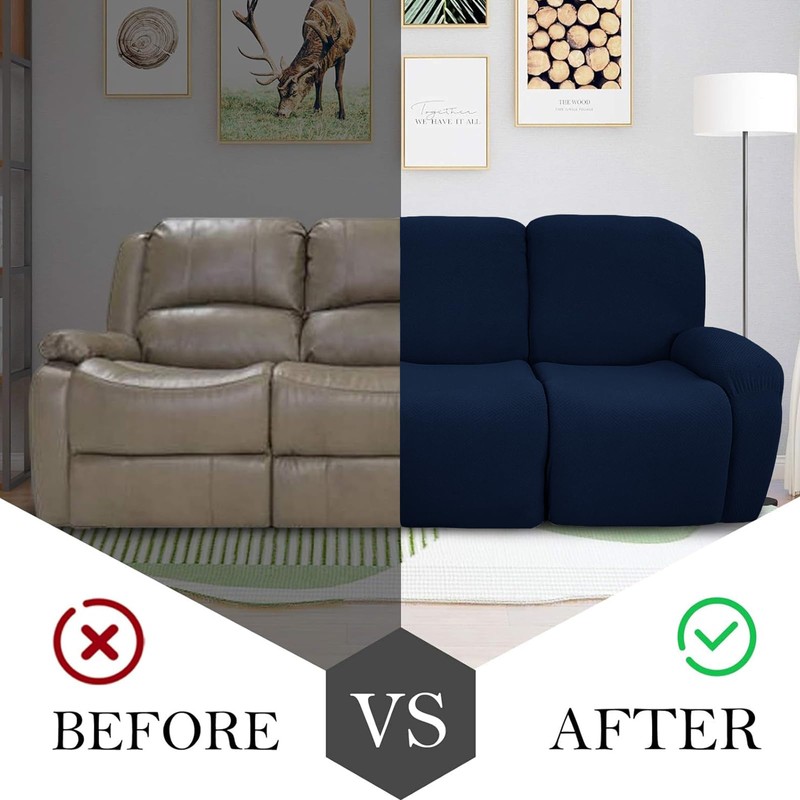JIVINER 8-Piece Recliner Sofa Covers Stretch Jacquard Couch Covers for