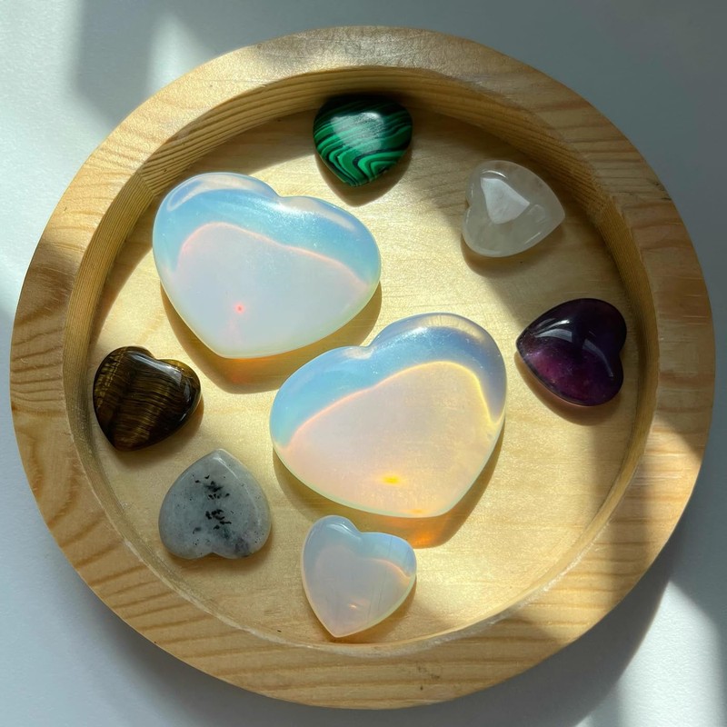 XIANNVXI 45mm 1.8" Opal Crystal Heart Stone Natural Crystal Gemstone
