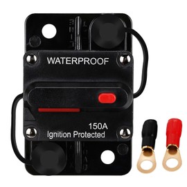 NOWEIERTON 150 Amp Fuse Holders,Audio Circuit Breaker,Reset Fuse Inverter, 12V-48V DC Fuse Holder,Replace Fuses,with Reset Button,for Automotive Marine Boat Audio System Current Overload Protection