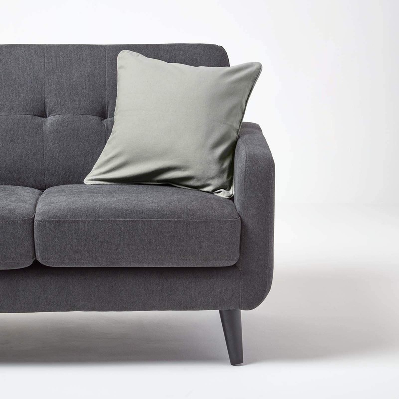 HOMESCAPES - 100% Cotton Plain Grey Cushion Cover - 30