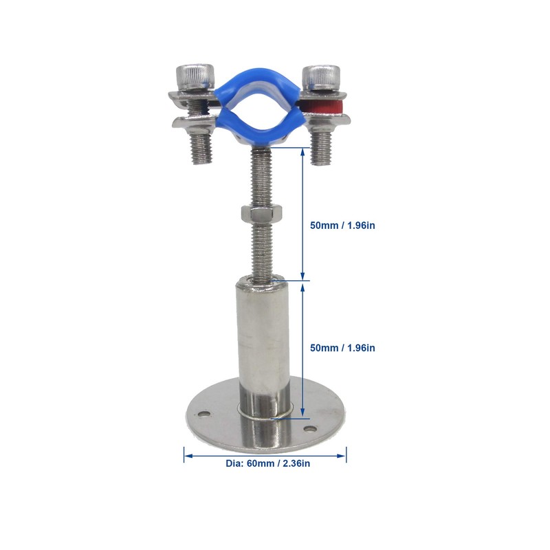 Stainless Steel Height-Adjustable Pipe Clamp - Wall/Ceiling Mounting for 32