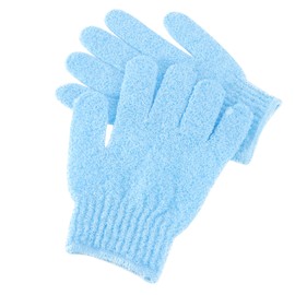 VICASKY 2 Pair Bath Exfoliating Gloves Five Fingers Scrubber Mitt for Men Women Blue Stretchy Design Dual Sided Use for Shower Sauna Easy to Clean