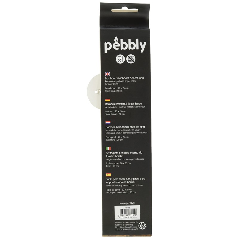 Pebbly nba055 Bread and Bamboo Toast Tongs Beige 26X20X2 cm