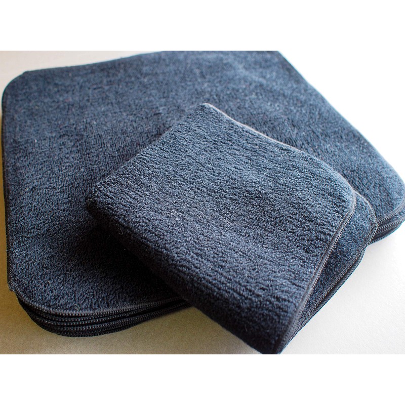 Imabary Skin Friendly Pile + Gauze Handkerchief Towel, Black, Set