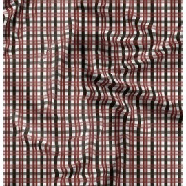 Soimoi Brown Poly Crepe Fabric Gingham Check Fabric Prints by Yard 52 Inch Wide