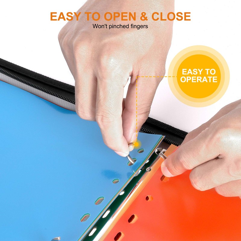 ABC life Zipper Binder with 8 Insertable Plastic Dividers, Document