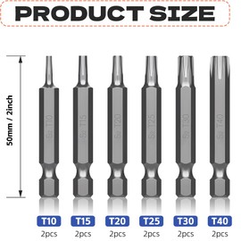 Jyvex T40 Bit, Torx Bit T40, 15 Pieces Torx T40 Bit, S2 Steel Bits, TX40 Bit (Length: 50 mm) Torx 40 Bit Suitable for Torx Screws