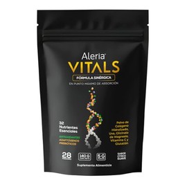 Aleria Vitals  Suplemento Multivitamnico en Polvo 32 Nutrientes  140 g (28 porciones)  Colgeno Hidrolizado  Antioxidantes  Prebiticos  Adaptgenos...  