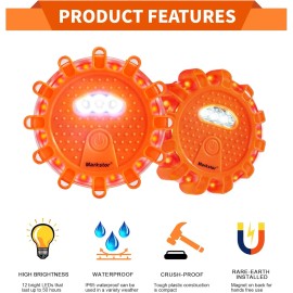 DK 6-Pack LED Reflective Road Flare Car Emergency Kit Magnetic Base Hook Installation 9 Flashing Modes Roadside SafetyType: 3pack with gloves